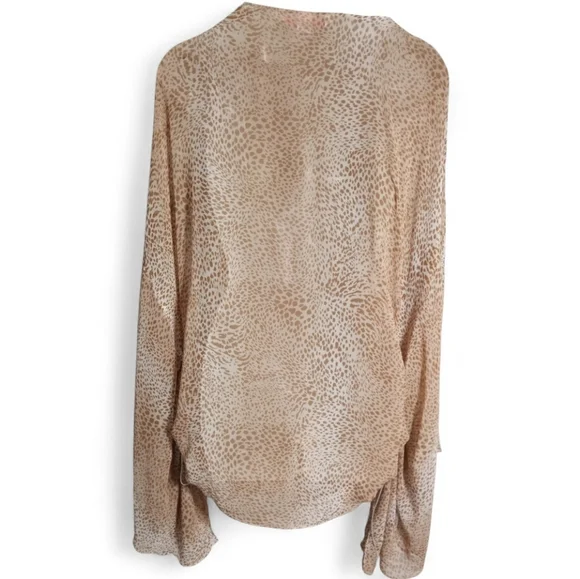 Victoria Secret Sheer Leopard Batwing Coverup Top Tie Neck Boho Resort Swim - Picture 5 of 5